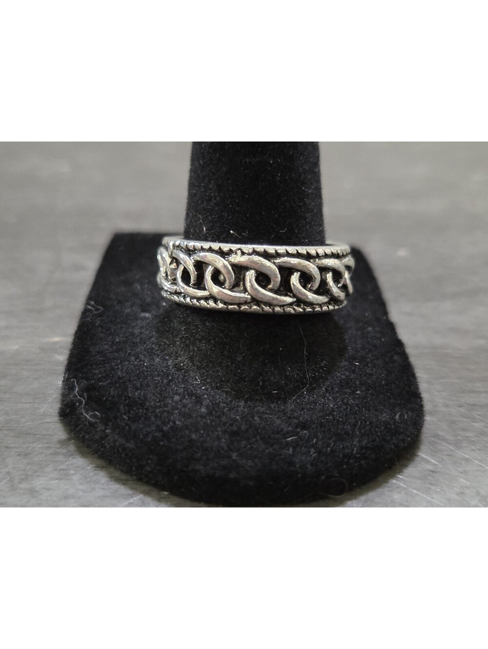 Silver Tone Celtic Scrollwork Band Ring Size 10 Wide Statement Ring Vintage...
